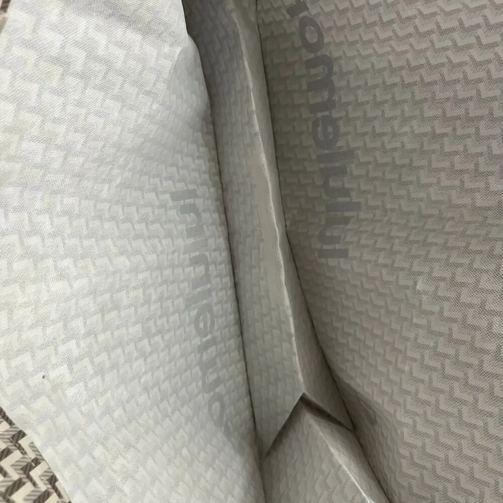 NEW Lululemon Extra Large Reusable Tote Bag Beige Geometric Logo Shopping Gym - Picture 3 of 3